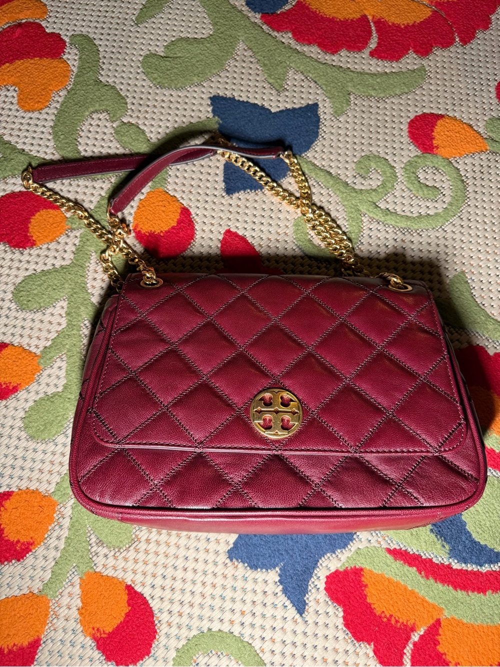Tory Burch Willa Quilted Leather Large Shoulder Bag, chain cross body